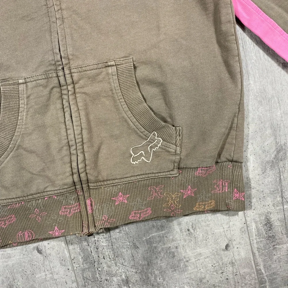 Y2k Pink Fox Racing Zip-Up Hoodie - Picture 2 of 7
